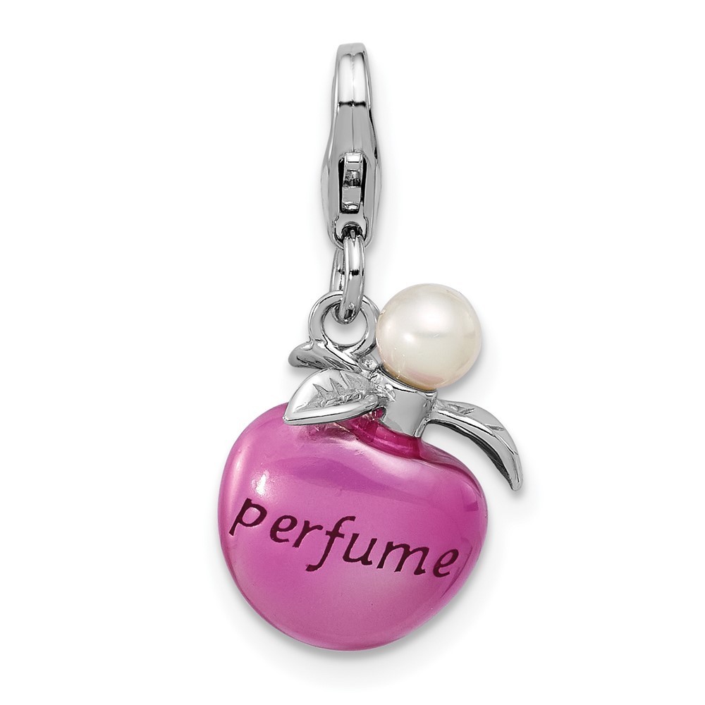 Ss Amore La Vita Rhod-Pl Enamel Fwc Pearl 3-D Perfume Bottle Charm